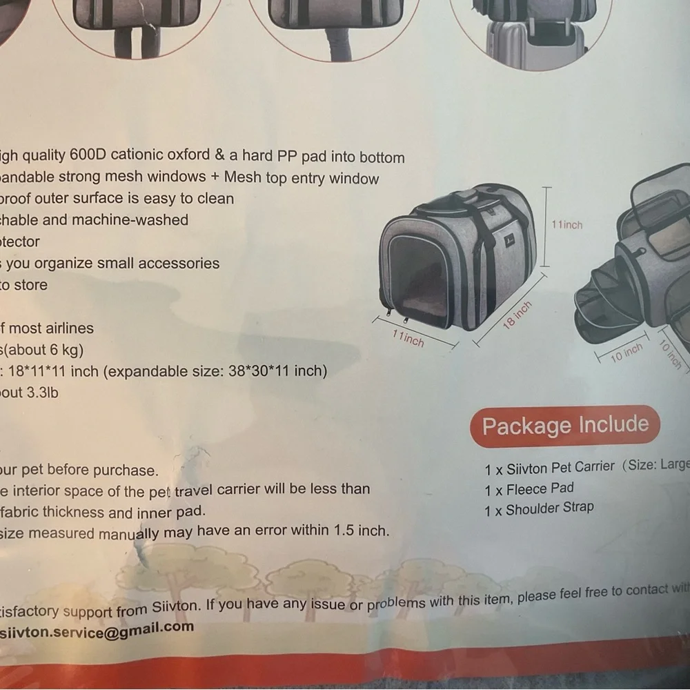 Siivton Pet Carrier Airline Approved, 4 Sides Expandable Cat Carrier Bag